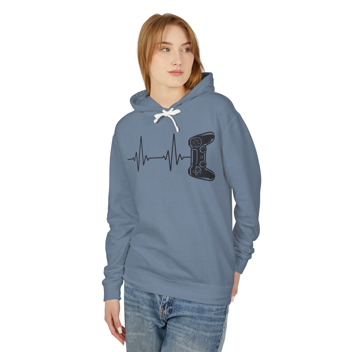 Video Game Controller ECG Lightweight Hooded Sweatshirt
