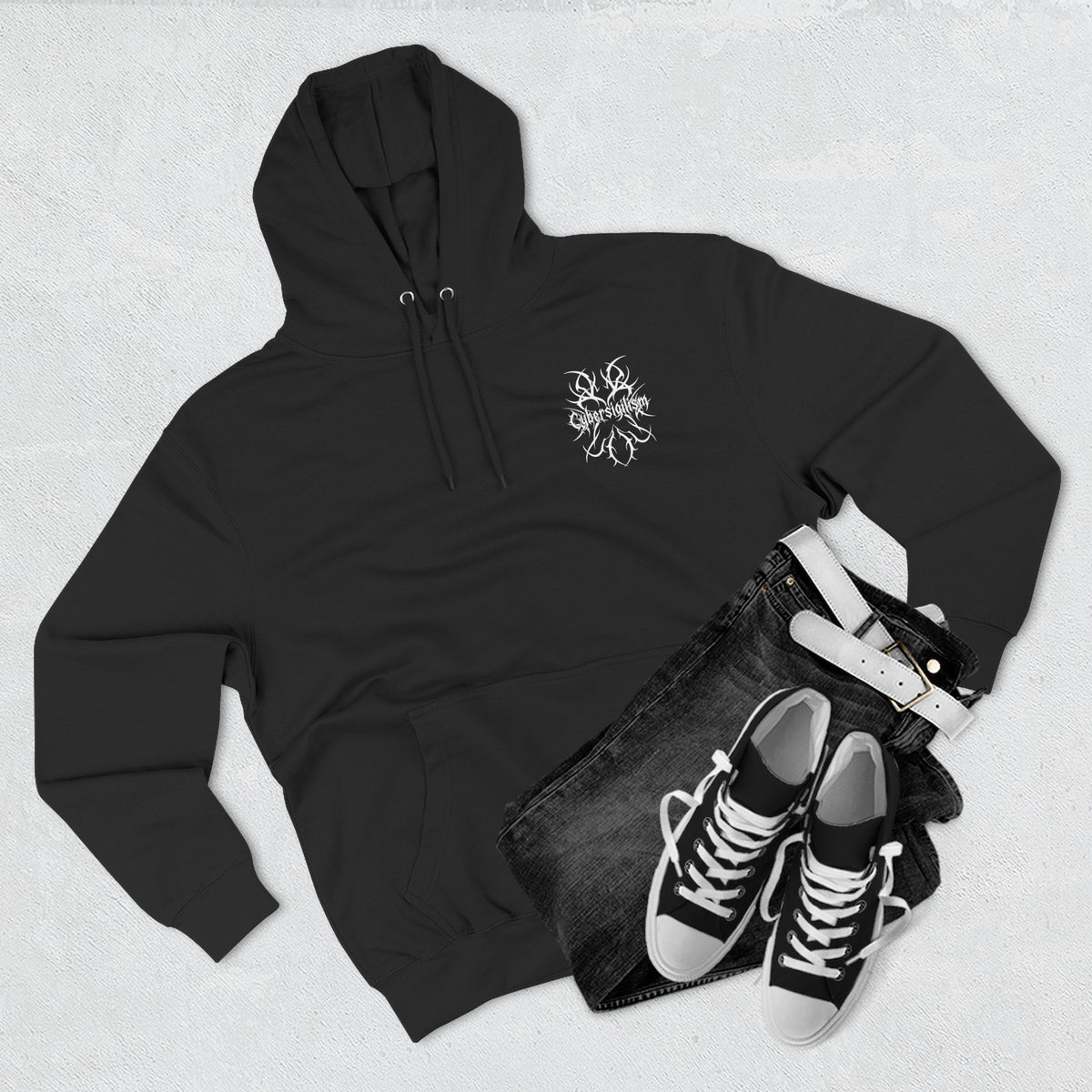 Cybersigilism Gothic Three-Panel Fleece Hooded Sweatshirt