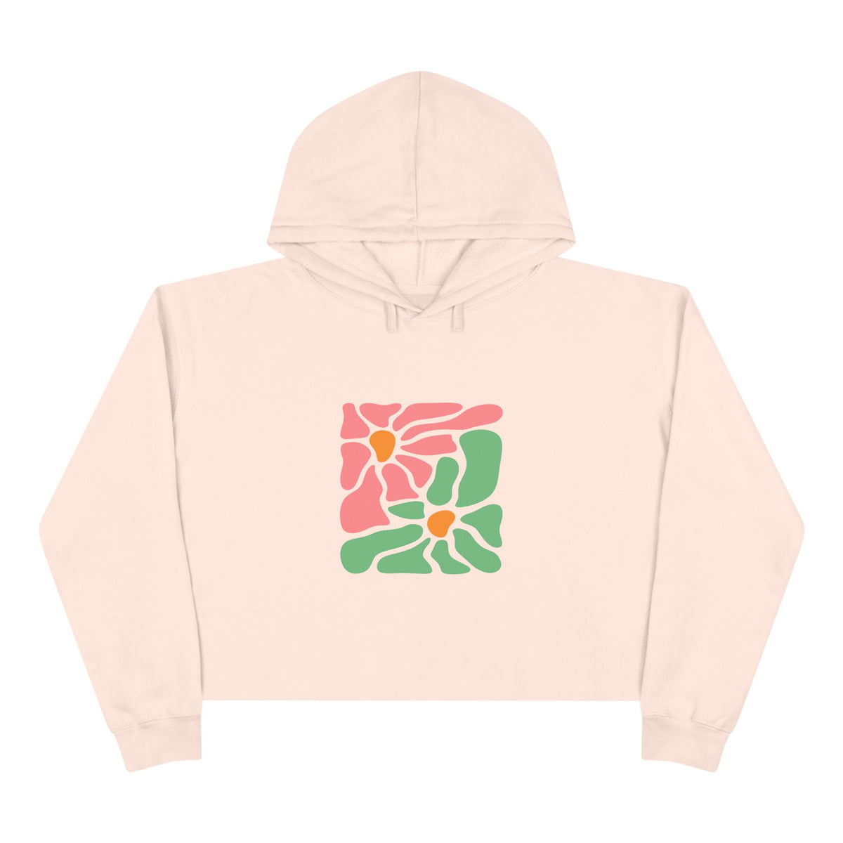 Abstract Pink & Green Flower Crop Hoodie