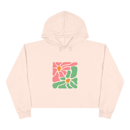 Abstract Pink & Green Flower Crop Hoodie