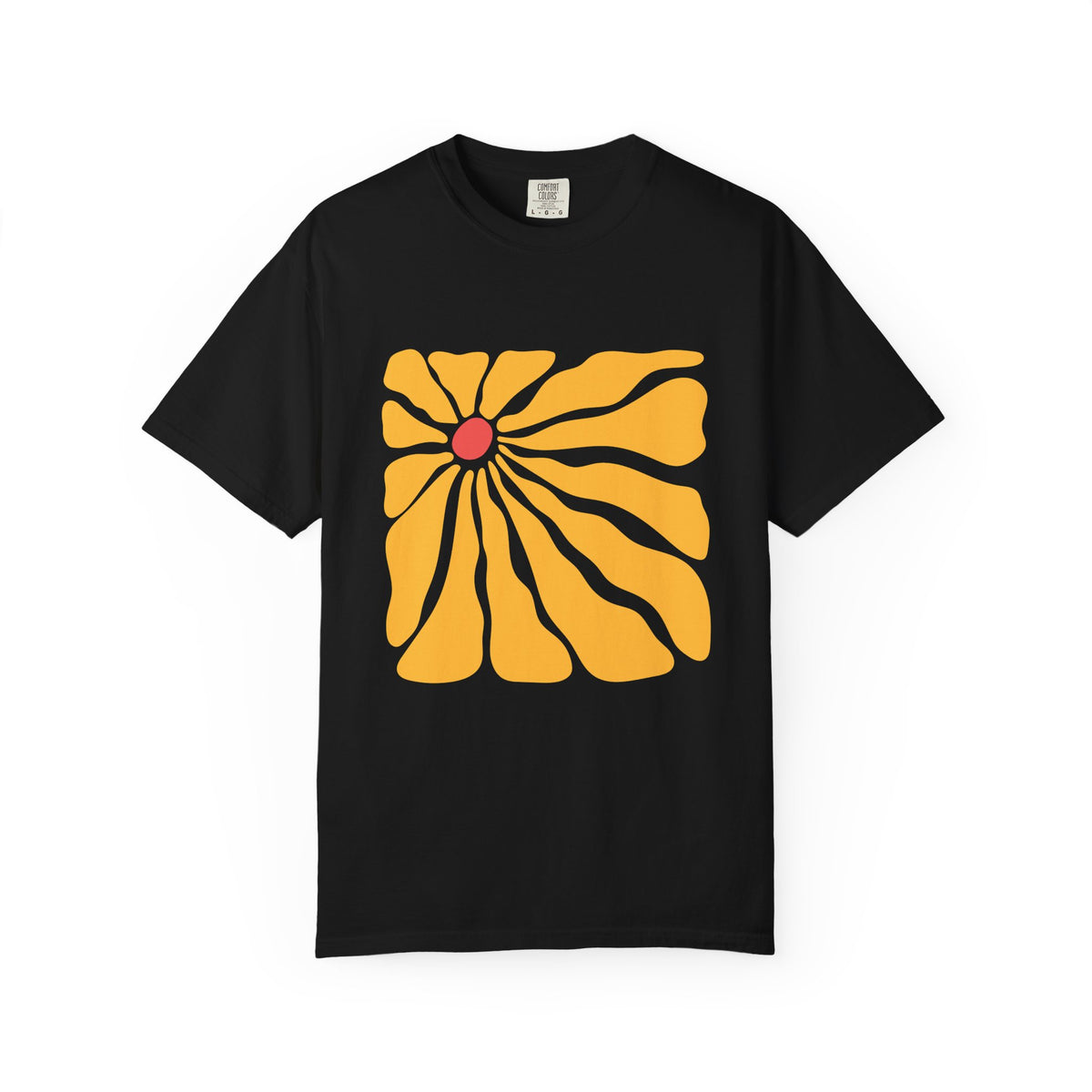 Minimal Yellow Floral Graphic Garment-Dyed Women's T-Shirt