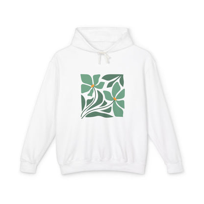 Green Botanical Square Design Lightweight Women's Hooded Sweatshirt
