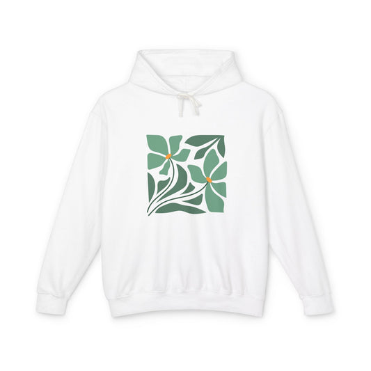 Green Botanical Square Design Lightweight Women's Hooded Sweatshirt