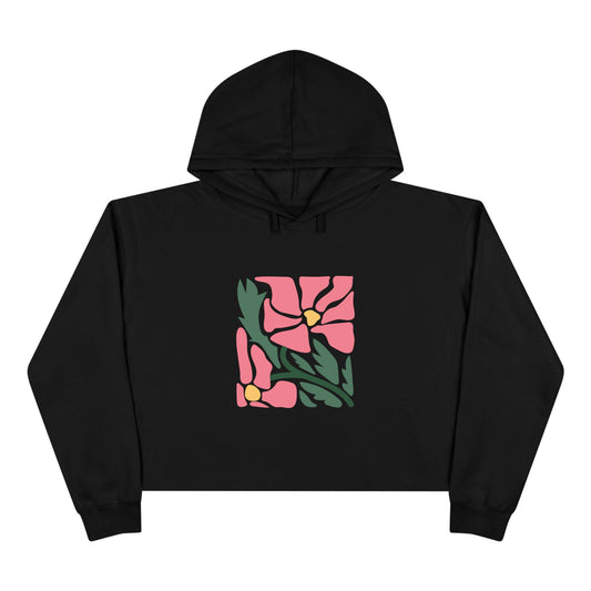 Pink Garden Graphic Crop Hoodie