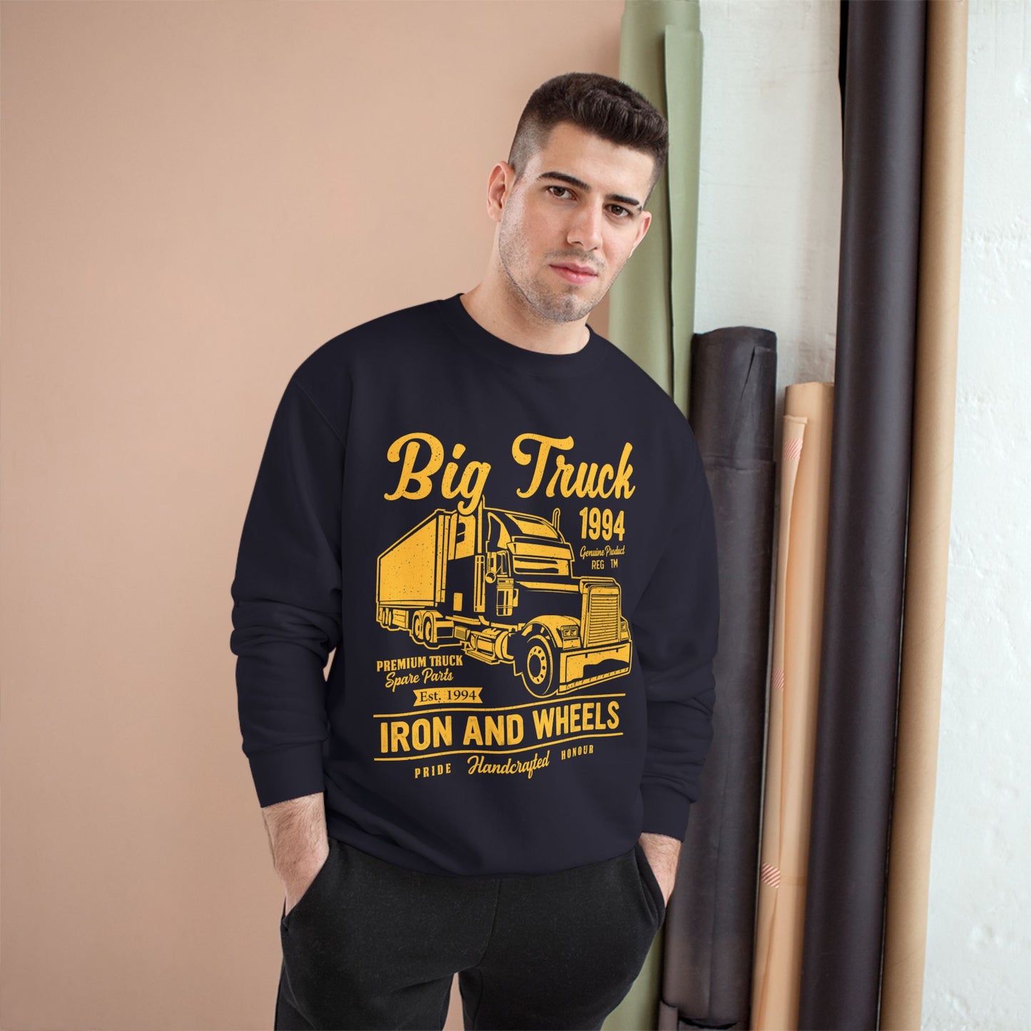 Big Truck 1994 Iron And Wheels Men's Champion Sweatshirt