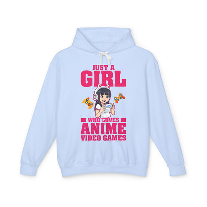 "Just A Girl Who Loves Anime & Video Games" Lightweight Women's Hooded Sweatshirt