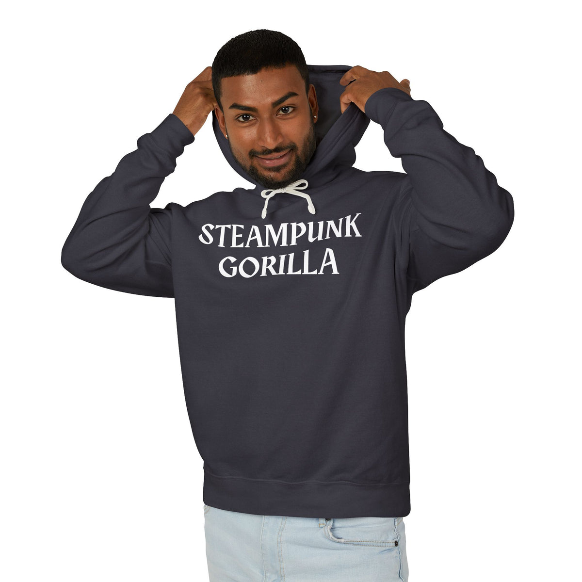 Steampunk Gorilla Throne Lightweight Hooded Sweatshirt