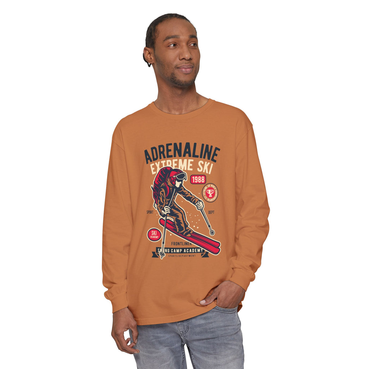 Adrenaline Extreme Ski Garment-Dyed Long Sleeve T-Shirt