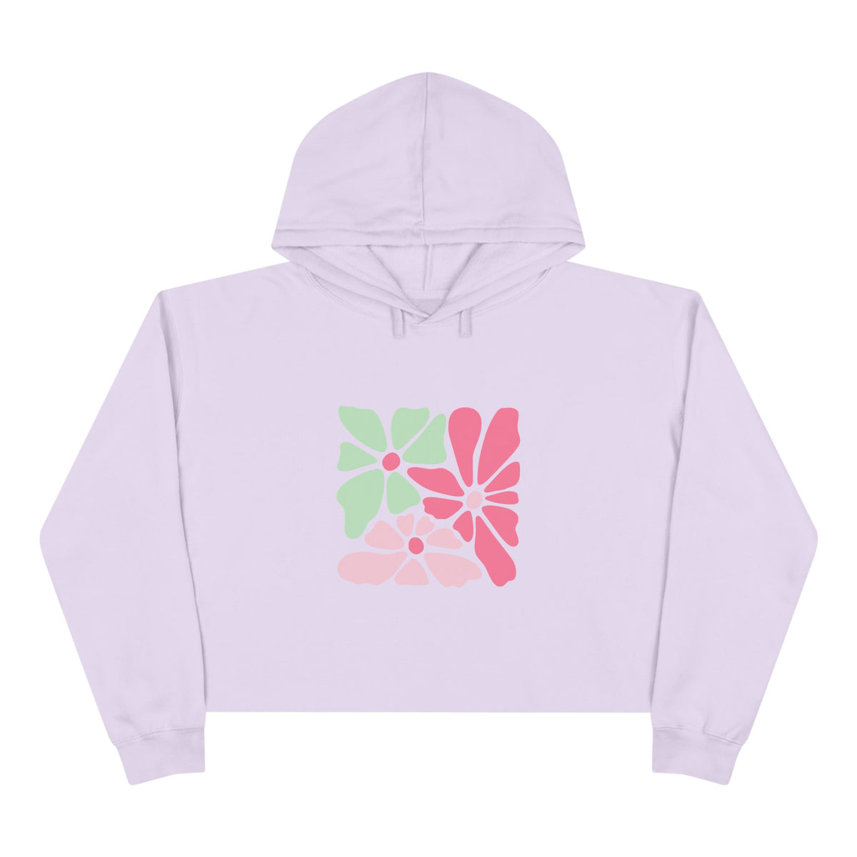 Floral Retro Block Print Crop Hoodie