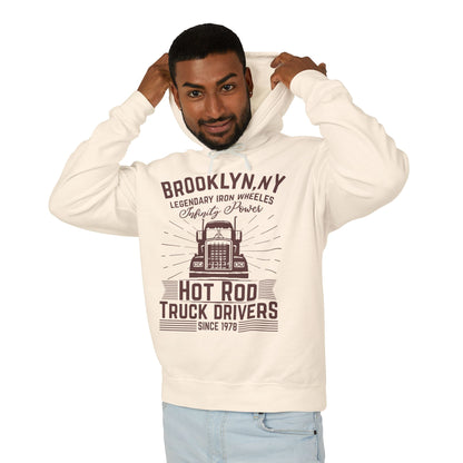 Brooklyn NY Hot Rod Truck Drivers Lightweight Hooded Sweatshirt