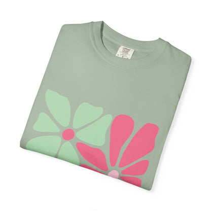 Floral Retro Block Print Garment-Dyed Women's T-Shirt