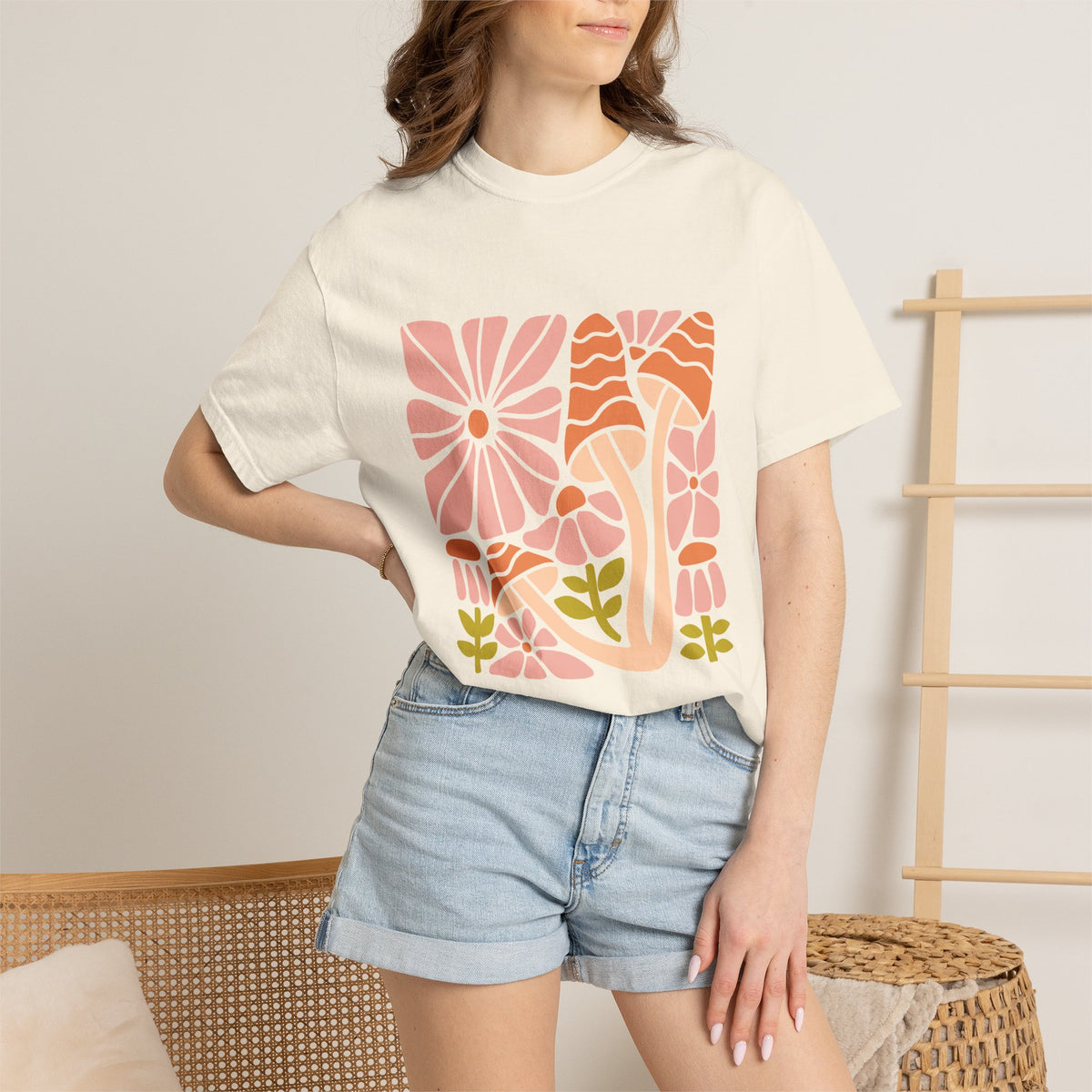 Floral Retro Waves Garment-Dyed Women's T-Shirt