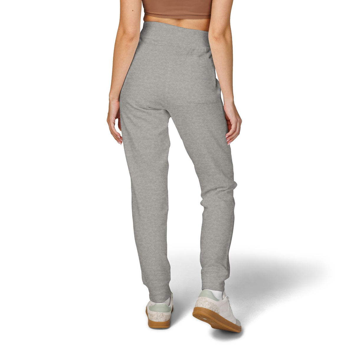 Pink Retro Flower Graphic Embroidered Women's Fleece Sweatpants
