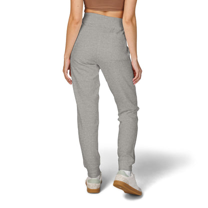 Pink Retro Flower Graphic Embroidered Women's Fleece Sweatpants