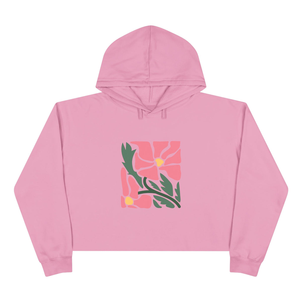 Pink Garden Graphic Crop Hoodie