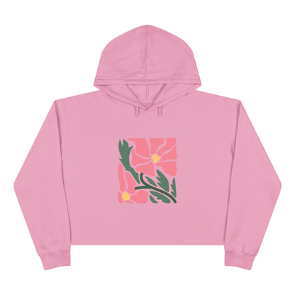 Pink Garden Graphic Crop Hoodie