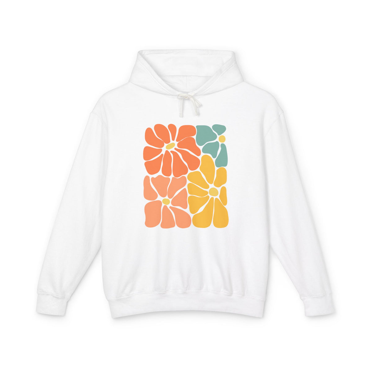 Retro Floral Color Block Lightweight Women's Hooded Sweatshirt