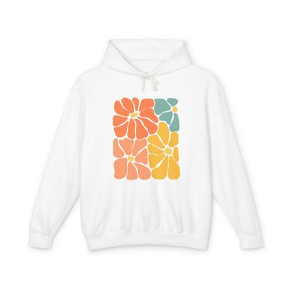 Retro Floral Color Block Lightweight Women's Hooded Sweatshirt