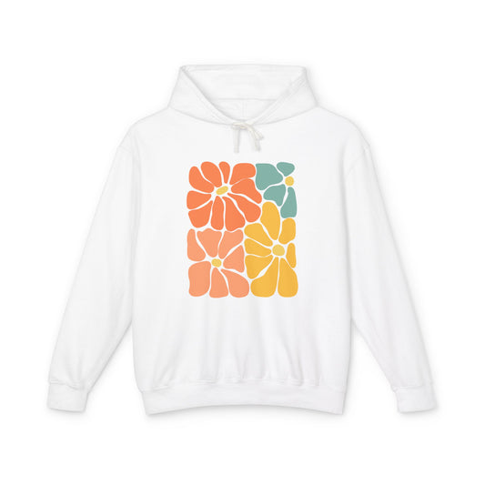 Retro Floral Color Block Lightweight Women's Hooded Sweatshirt