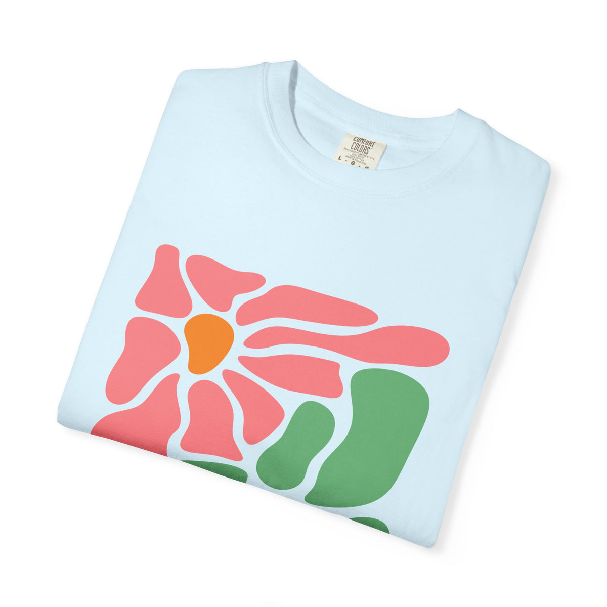 Abstract Pink & Green Flower Garment-Dyed Women's T-Shirt