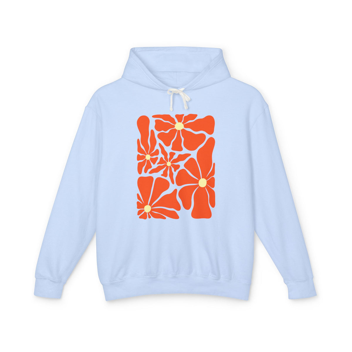 Retro Orange Floral Lightweight Women's Hooded Sweatshirt
