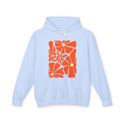 Retro Orange Floral Lightweight Women's Hooded Sweatshirt