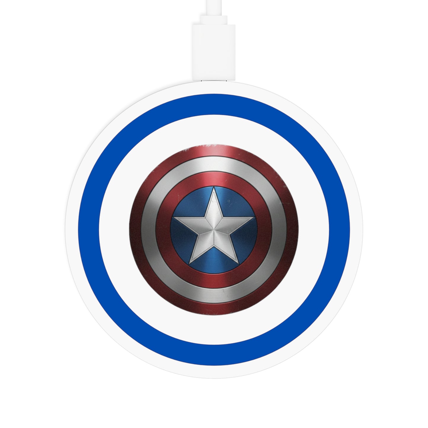Captain America Star Shield Charger Wireless Charging Pad, White & Blue