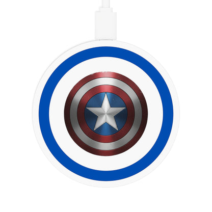 Captain America Star Shield Charger Wireless Charging Pad, White & Blue
