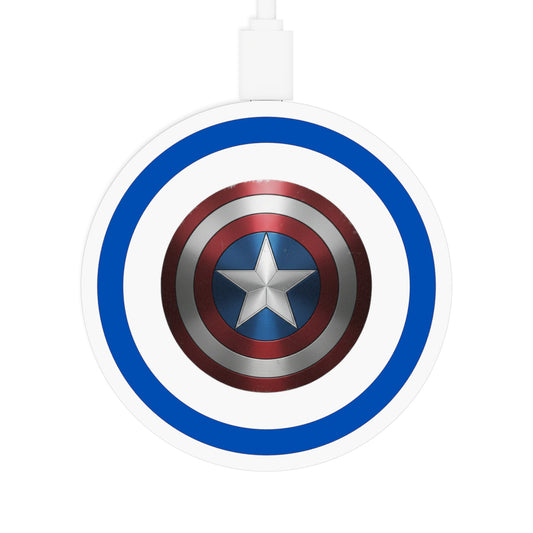 Captain America Star Shield Charger Wireless Charging Pad, White & Blue