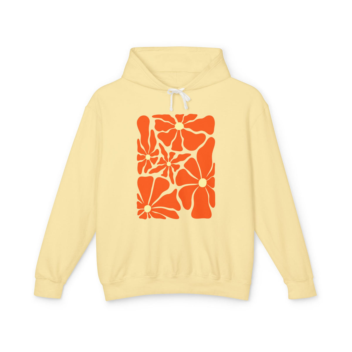 Retro Orange Floral Lightweight Women's Hooded Sweatshirt