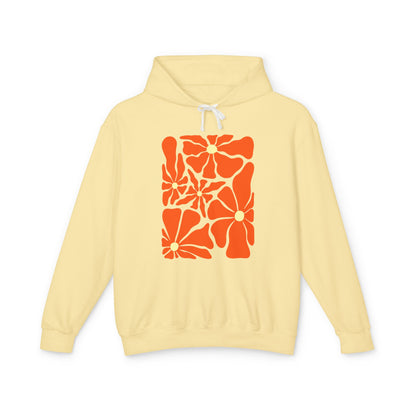 Retro Orange Floral Lightweight Women's Hooded Sweatshirt