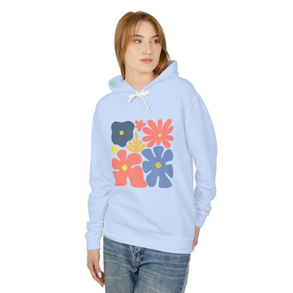 Colorful 70s Bloom Lightweight Women's Hooded Sweatshirt