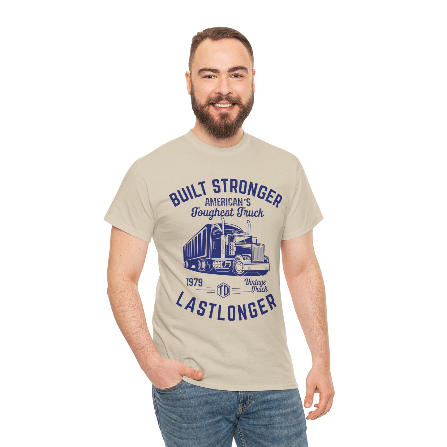Built Stronger Last Longer Trucker Illustration Tee
