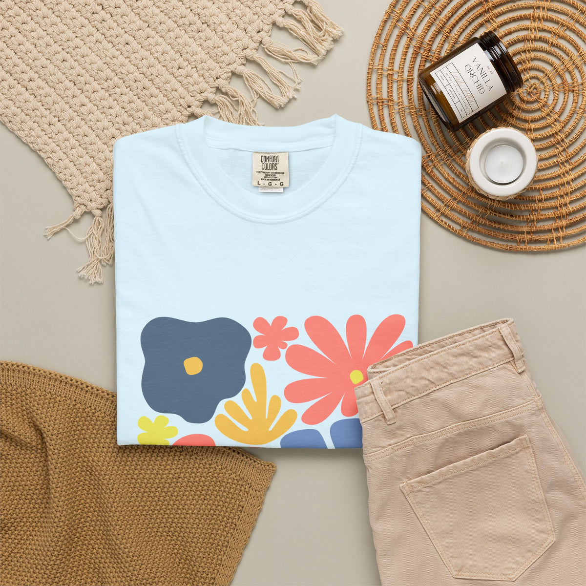 Colorful 70s Bloom Garment-Dyed Women's T-Shirt