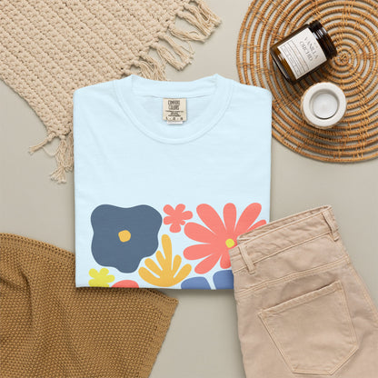 Colorful 70s Bloom Garment-Dyed Women's T-Shirt
