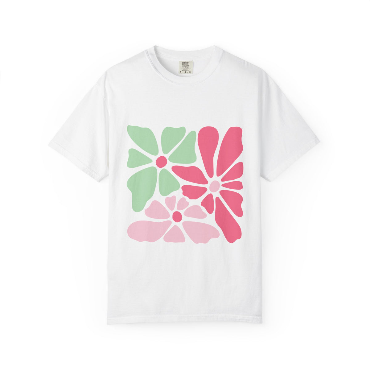 Floral Retro Block Print Garment-Dyed Women's T-Shirt