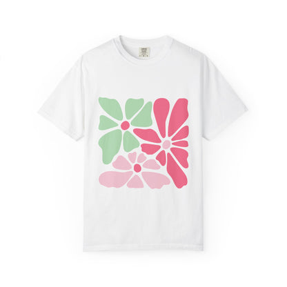 Floral Retro Block Print Garment-Dyed Women's T-Shirt