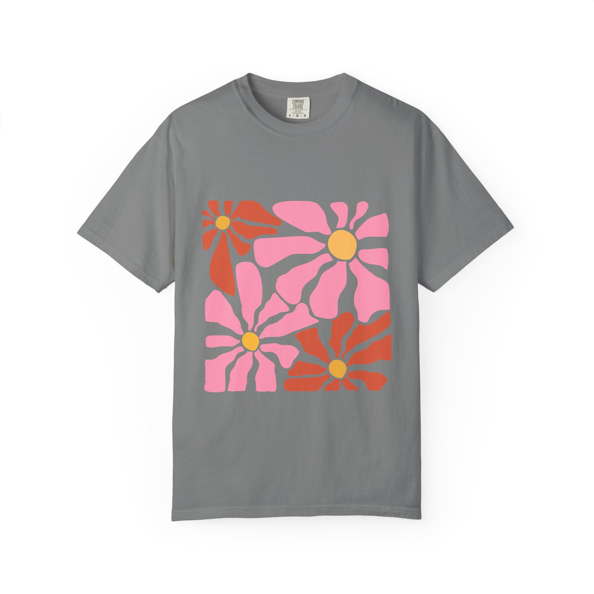 Retro Pink Daisy Graphic Garment-Dyed Women's T-Shirt