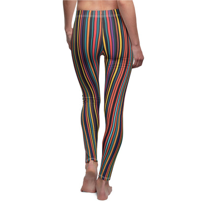 Vertical Rainbow Stripe Women's Casual Leggings