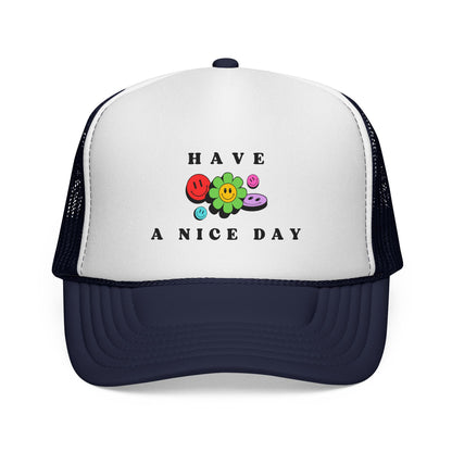 Have A Nice Day Smiley Flower Trucker Women's Cap