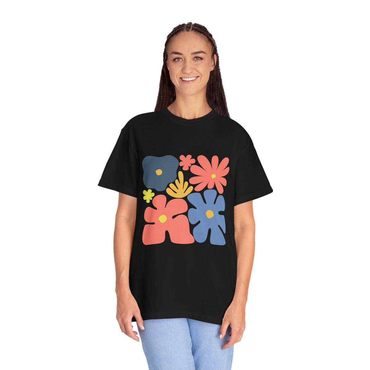 Colorful 70s Bloom Garment-Dyed Women's T-Shirt