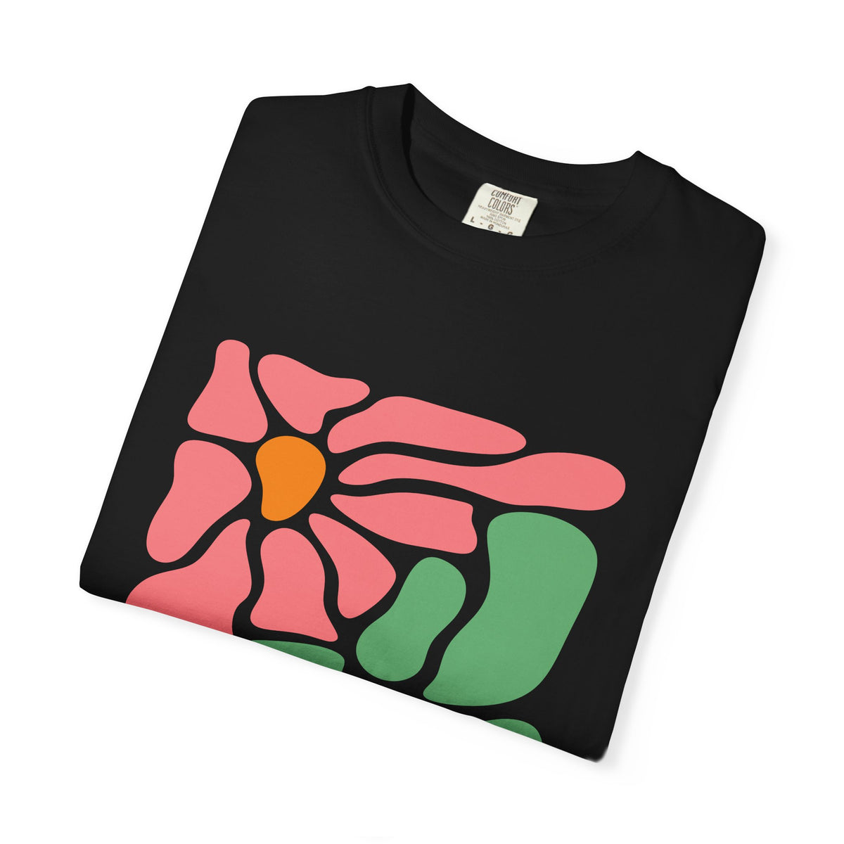 Abstract Pink & Green Flower Garment-Dyed Women's T-Shirt