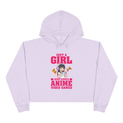 "Just A Girl Who Loves Anime & Video Games" Crop Hoodie