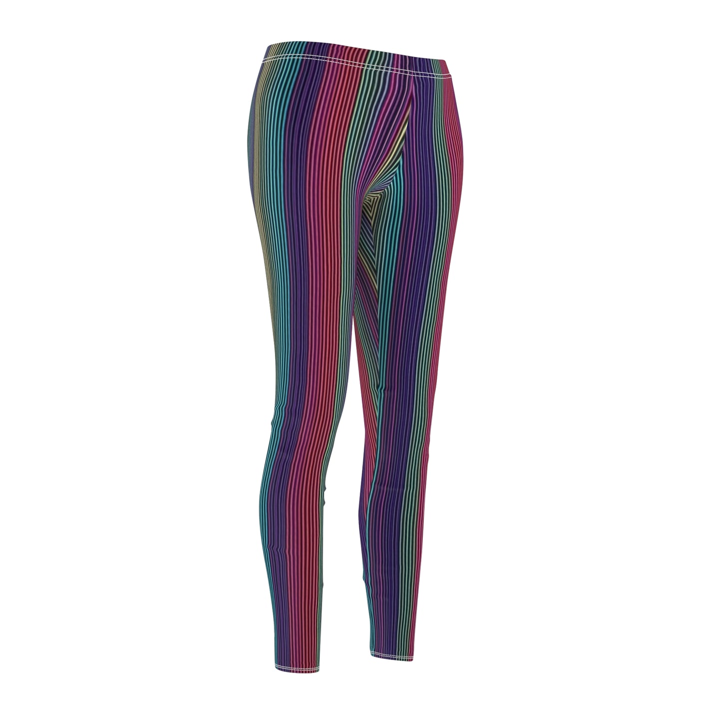 Vertical Striped Rainbow Women's Casual Leggings