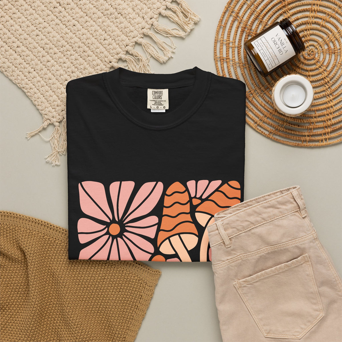Floral Retro Waves Garment-Dyed Women's T-Shirt