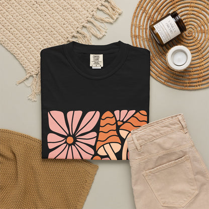 Floral Retro Waves Garment-Dyed Women's T-Shirt
