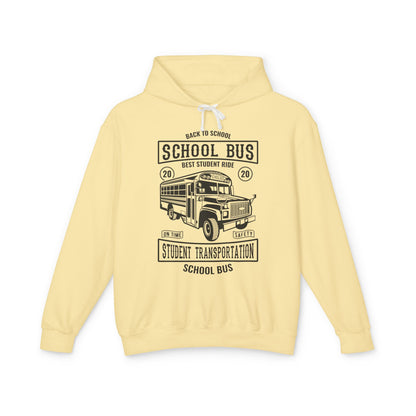 Back To School Bus Transportation Lightweight Hooded Sweatshirt