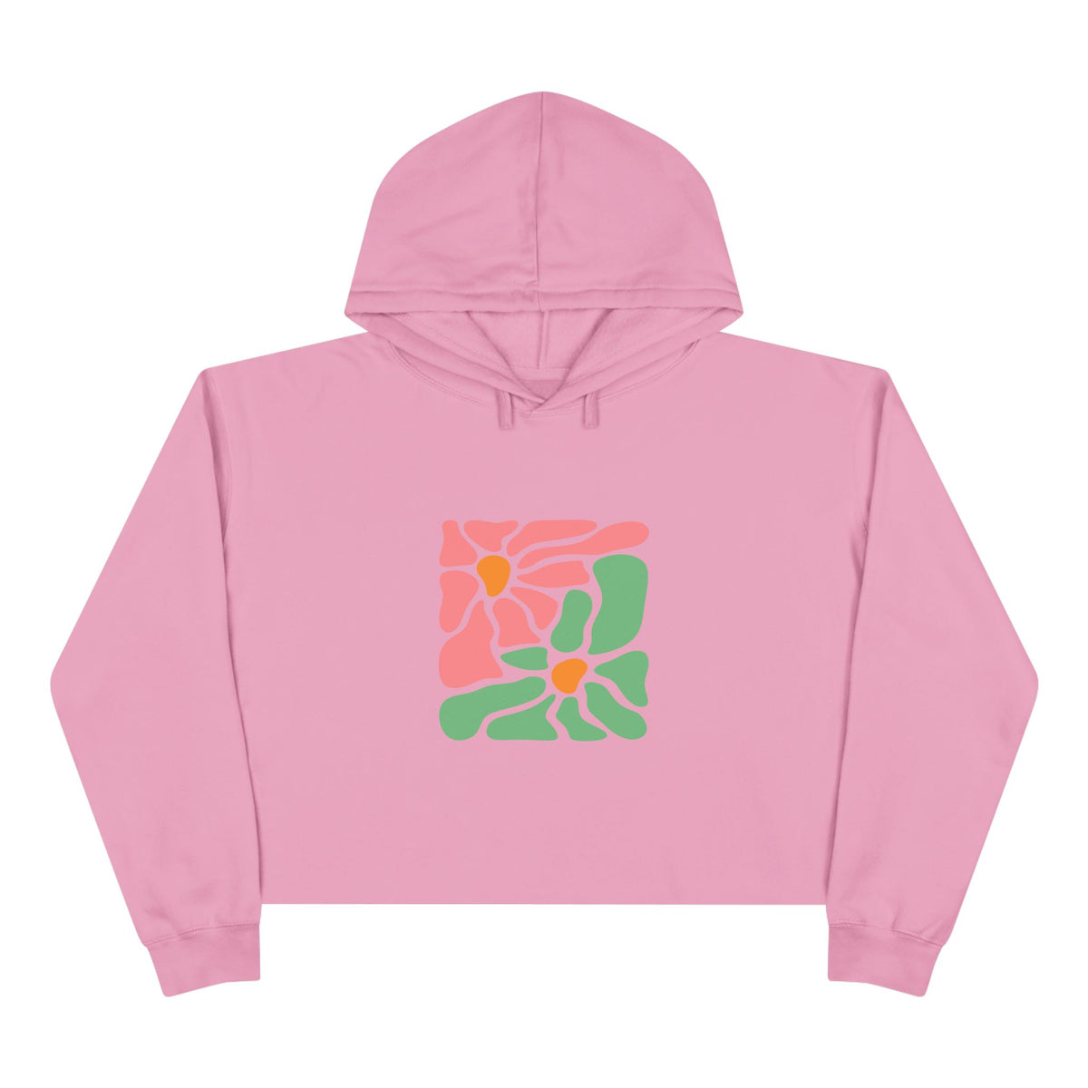 Abstract Pink & Green Flower Crop Hoodie