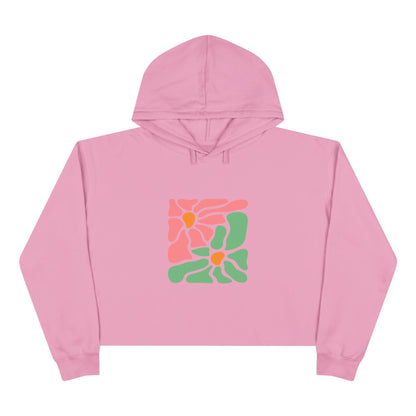 Abstract Pink & Green Flower Crop Hoodie