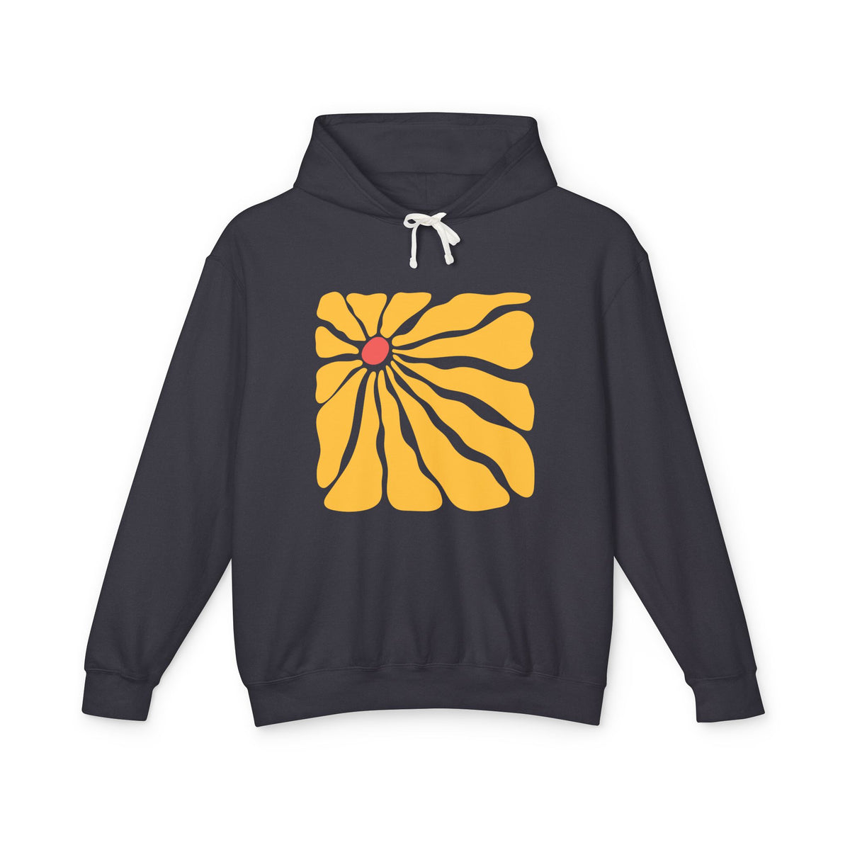 Minimal Yellow Floral Graphic Lightweight Women's Hooded Sweatshirt
